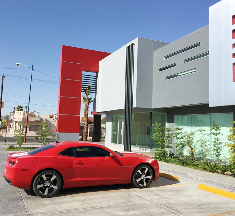 Red Sports Car in New Hope Front Parking