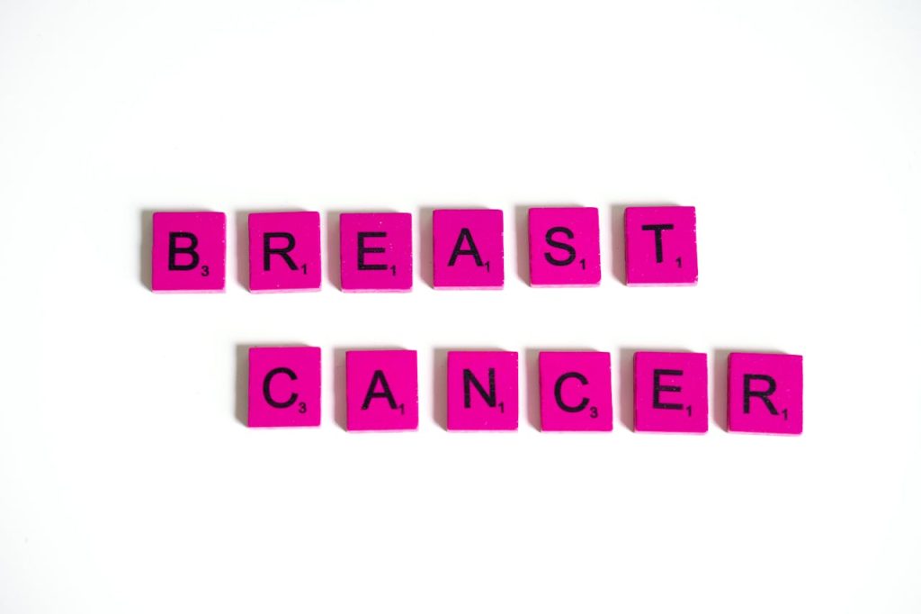 the words breast cancer spelled out